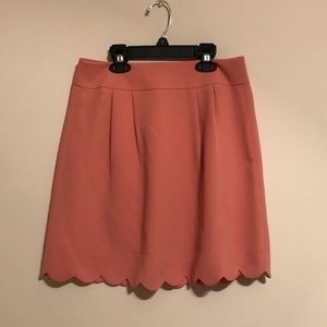 LOFT salmon colored scalloped skirt, super cute